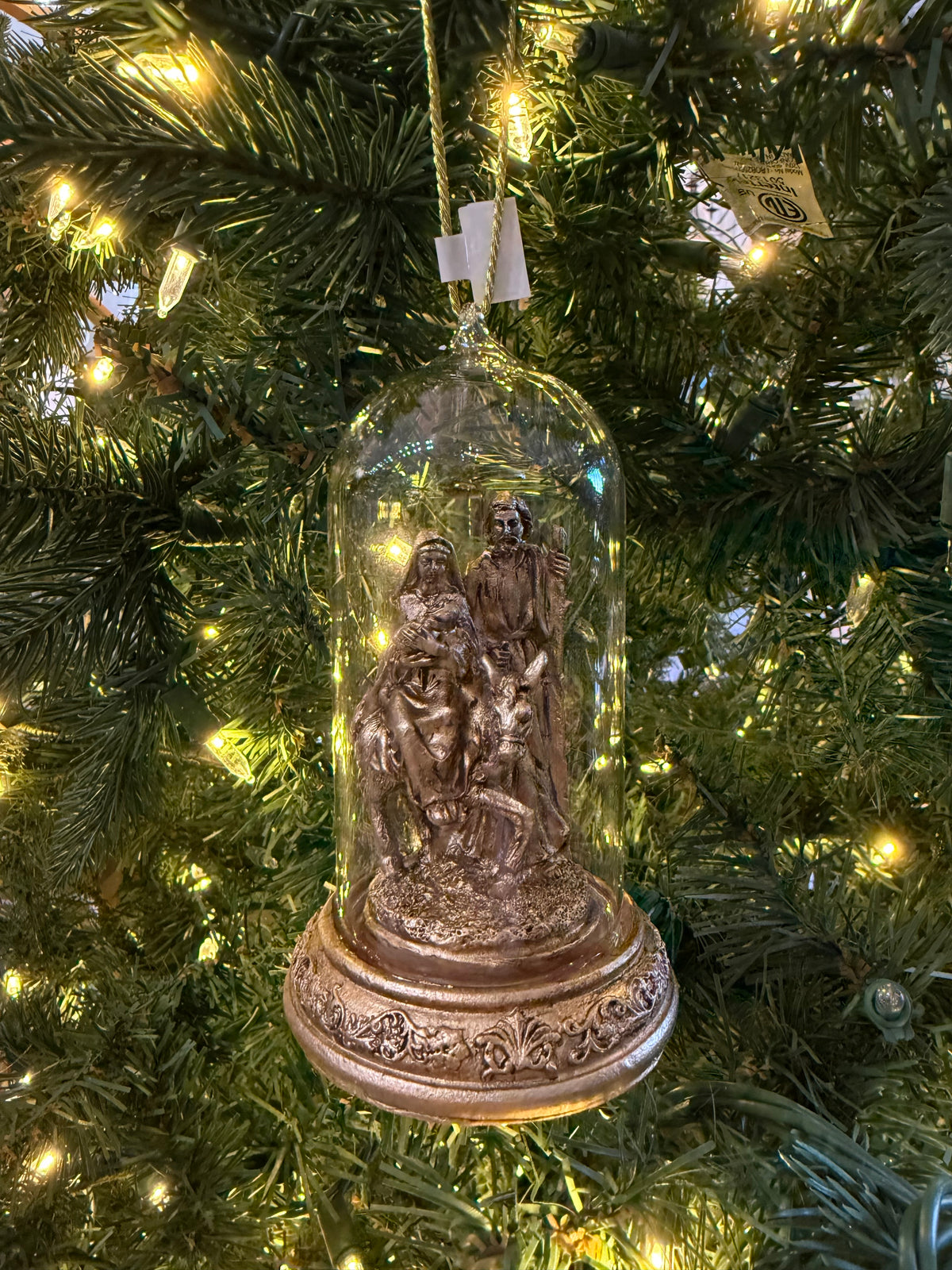 LED Gold Nativity Cloche Ornament
