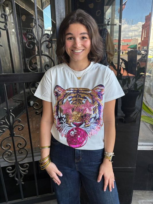 Sequin Tiger Bubble Shirt