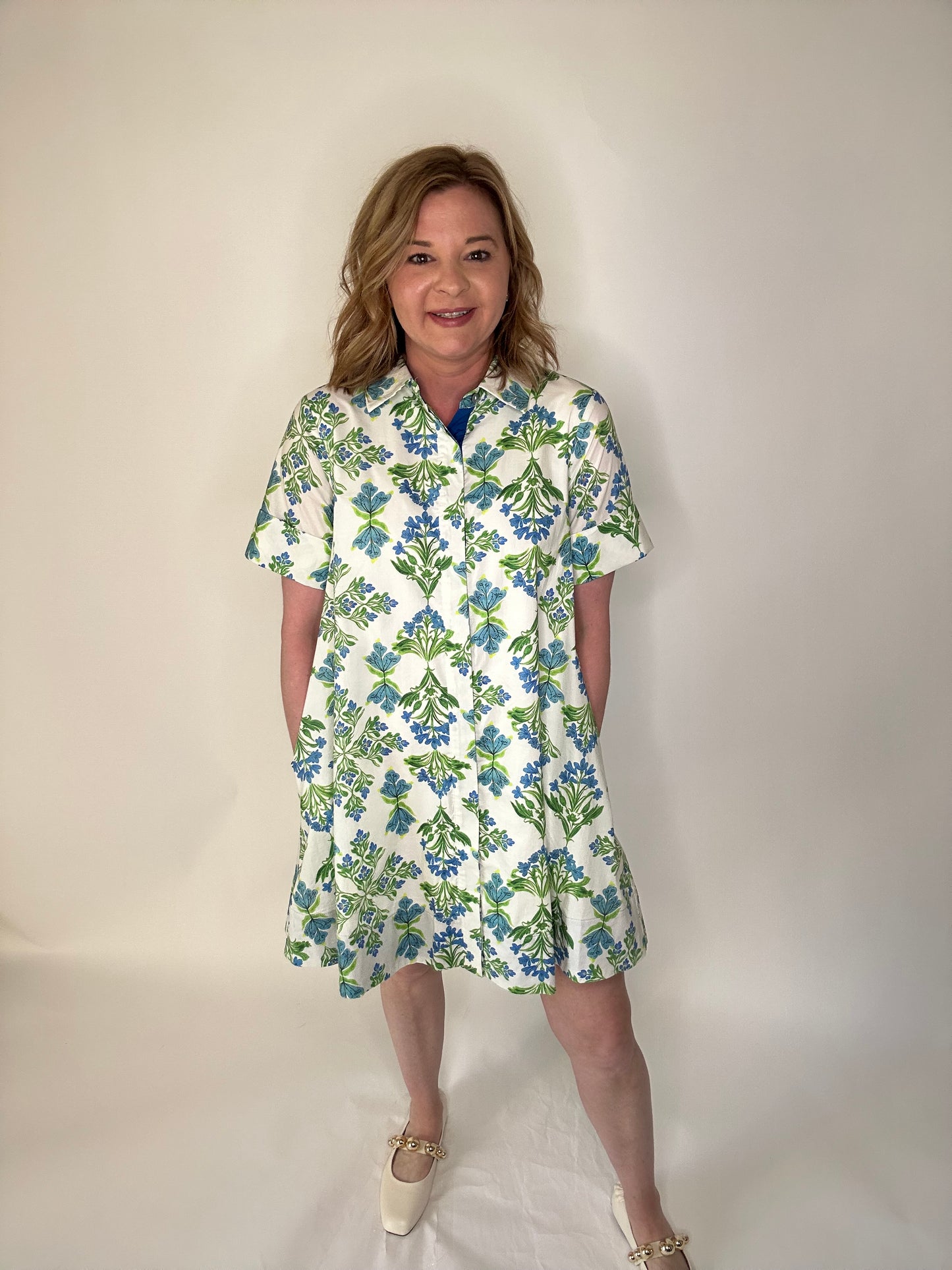 Blue Green Floral Dress