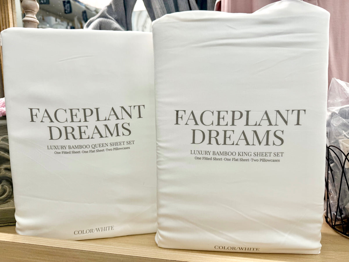 Faceplant Dreams Luxury Bamboo Sheet Set - White
