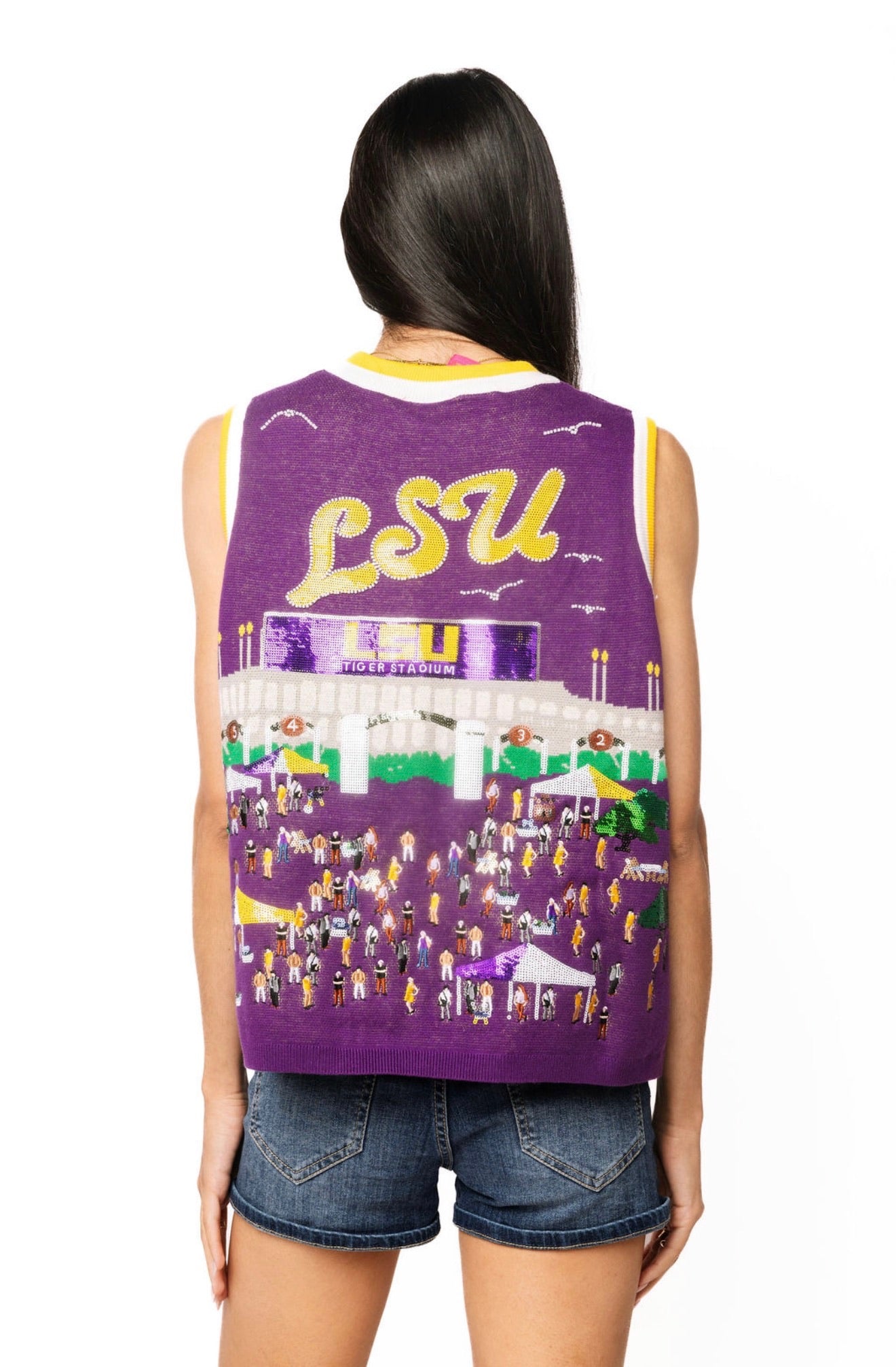 Queen of Sparkles Licensed LSU Stadium Tailgate Party Knit Tank