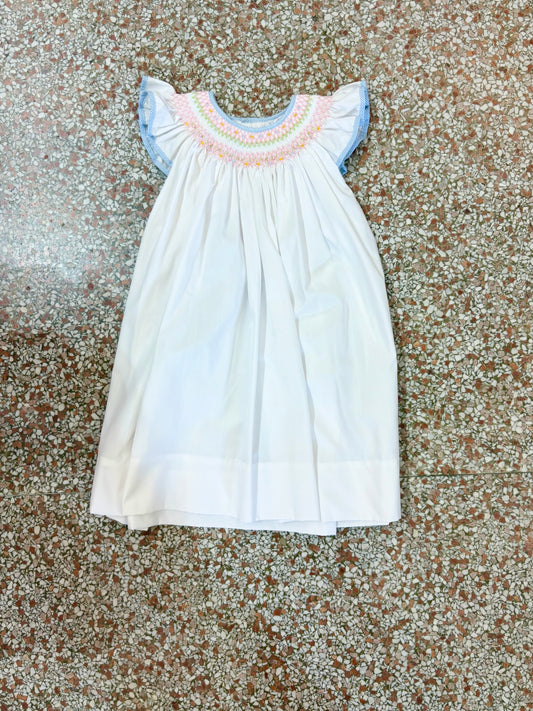 Multicolor Floral with Blue Gingham Trim