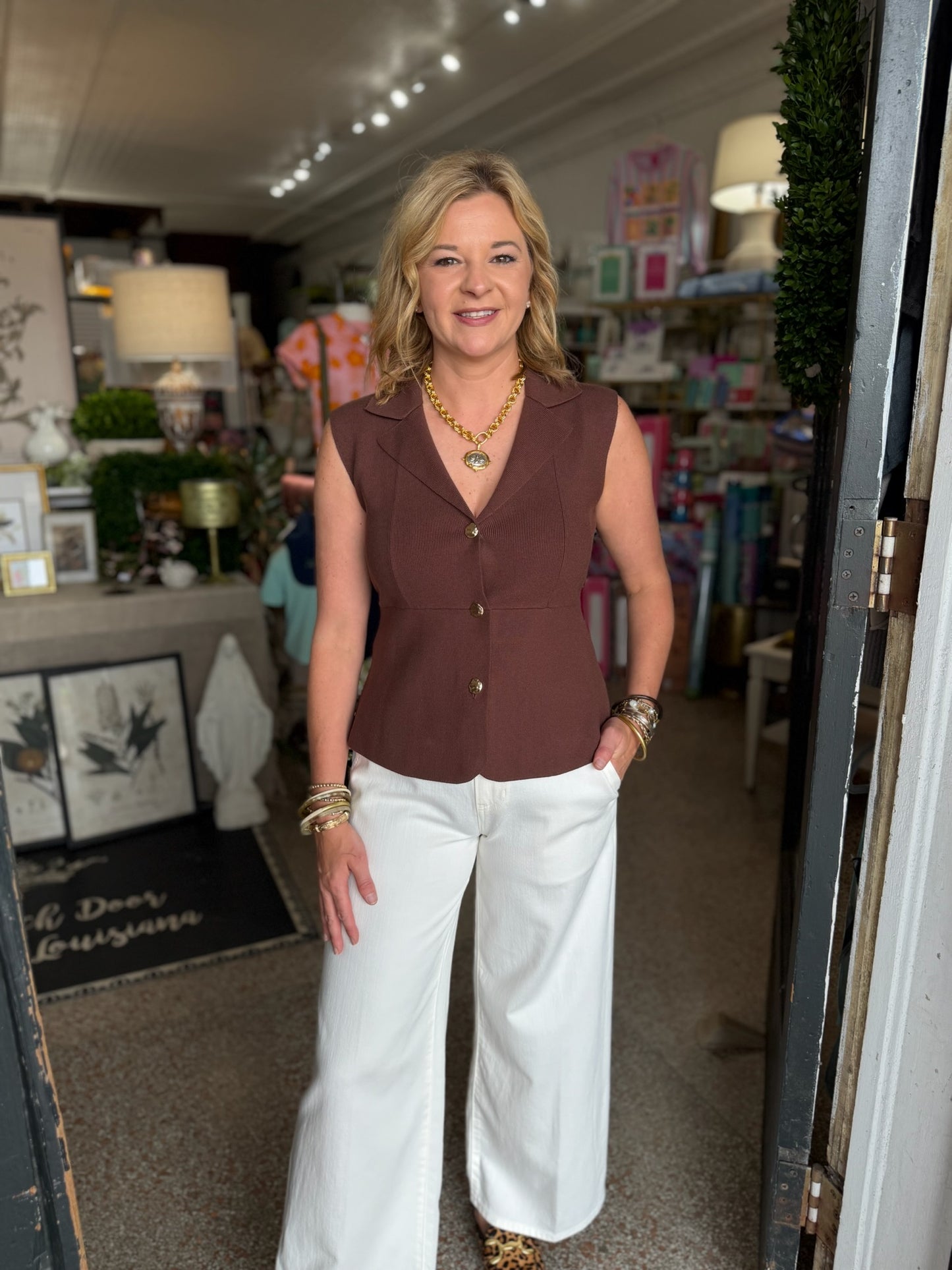 Brown Peplum Sweater Vest