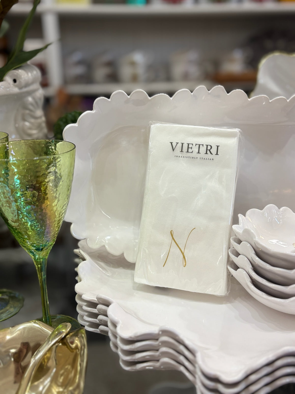 Vietri Papersoft Napkins Gold Monogram Guest Towels