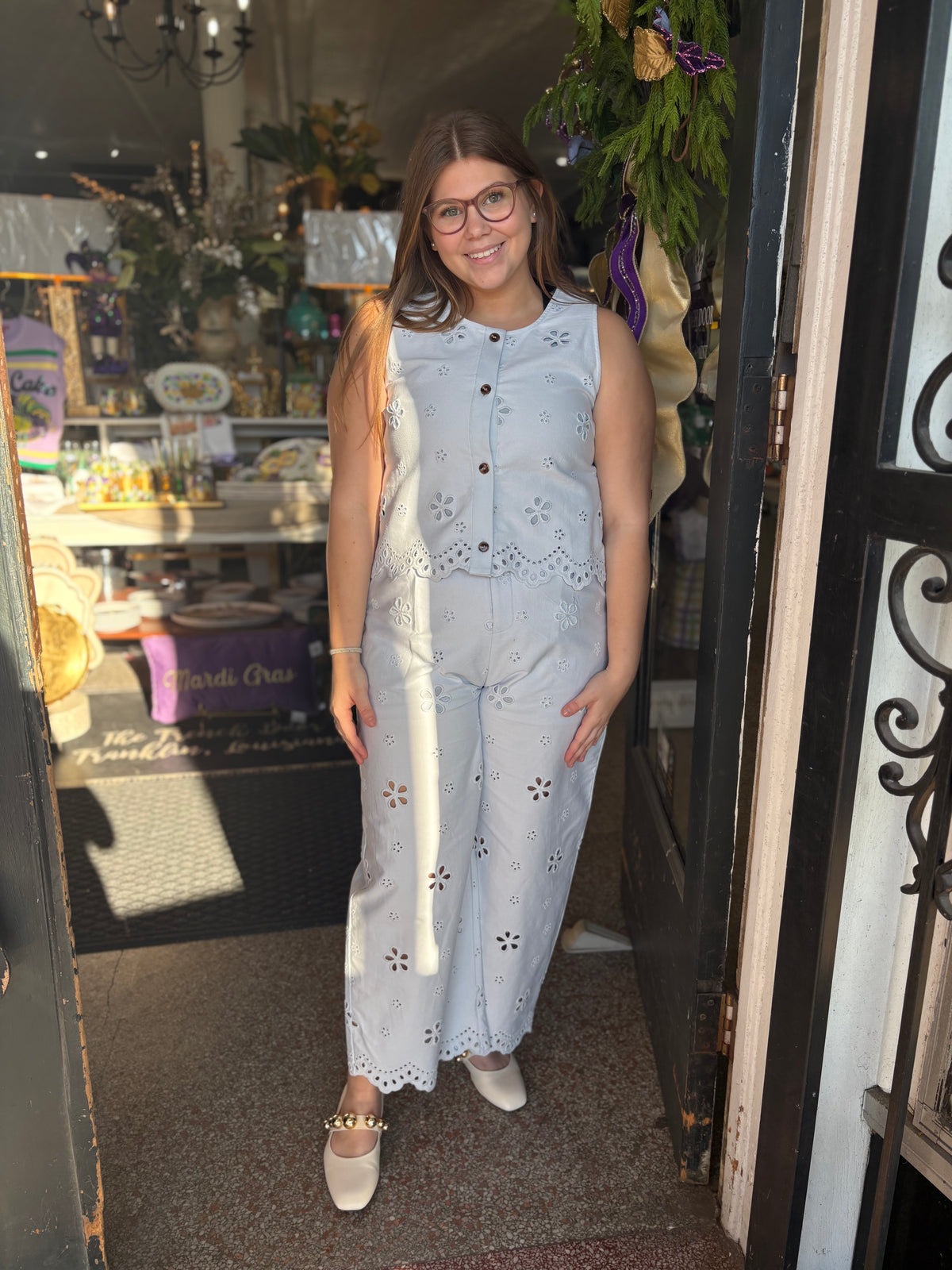 Baby Blue Eyelet Top