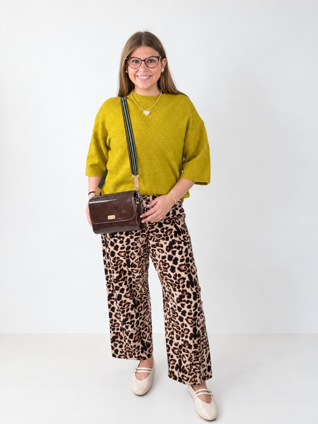 Chartreuse Elbow Length Sleeve Knit Sweater