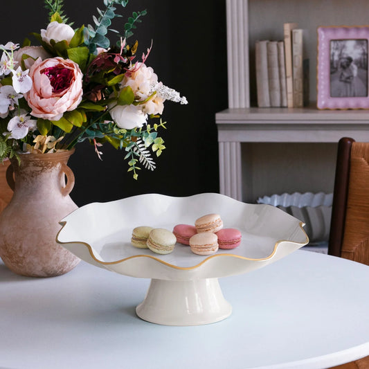 Beatriz Ball ENCANTO Carola Pedestal Cake Plate (Cream and White)