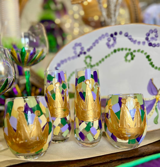 Hand Painted Mardi Gras Glasses