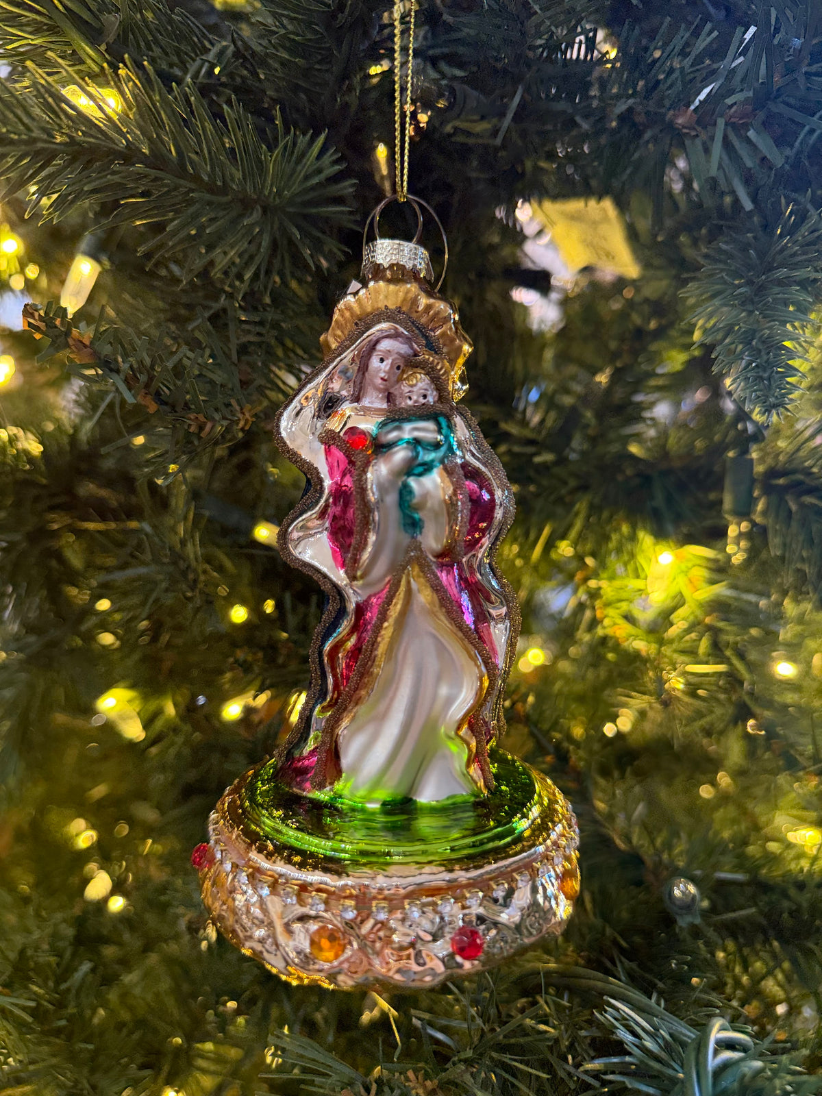 Nativity Scene Sacred Glass Christmas Ornament