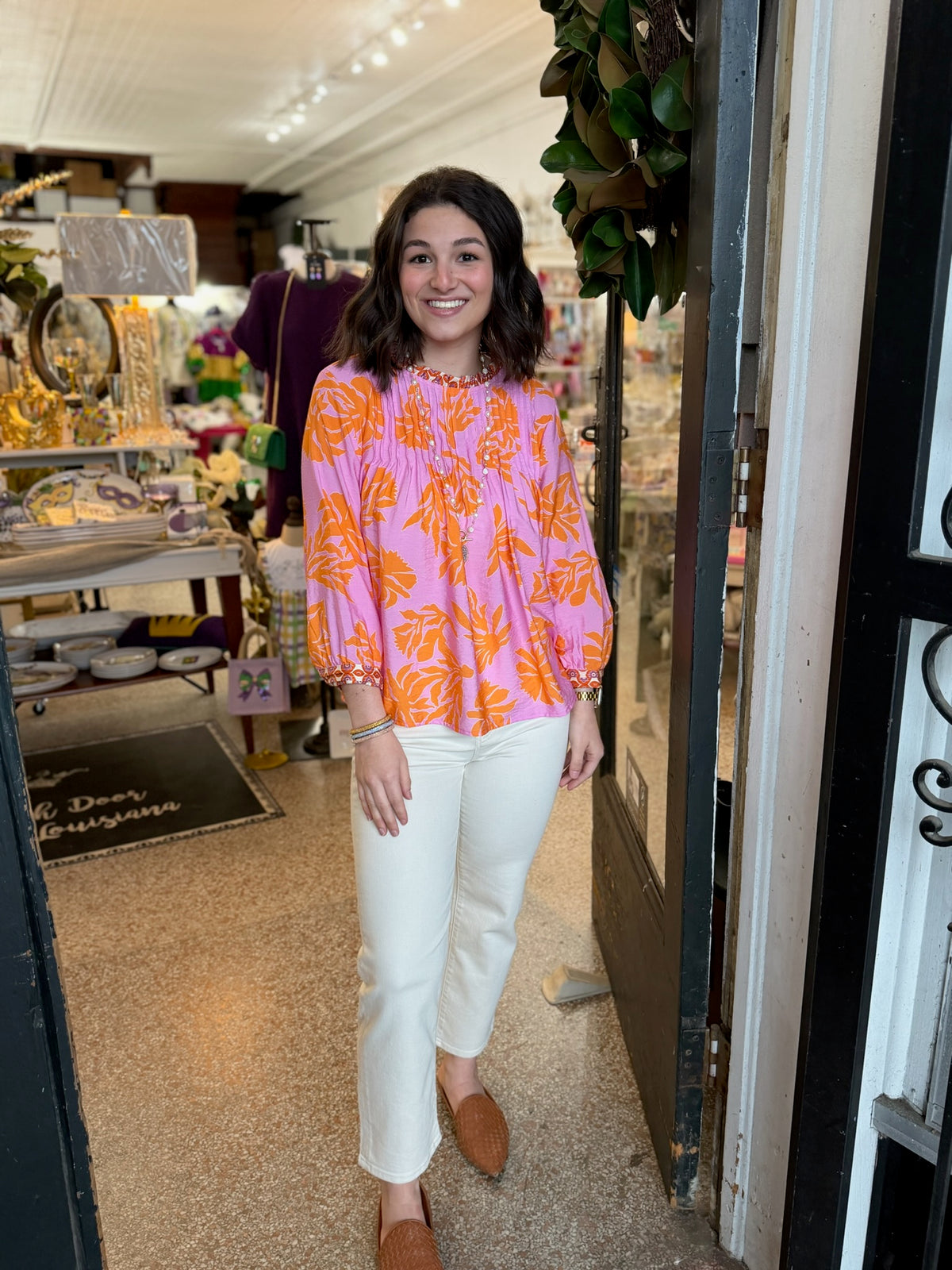 Pink and Orange Floral Shirt