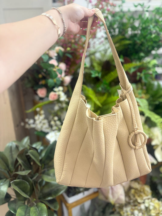 Josie Pleated Satchel in Parchment