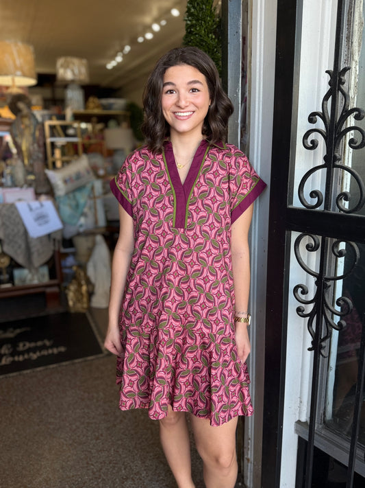 Wine Abstract Mini Dress