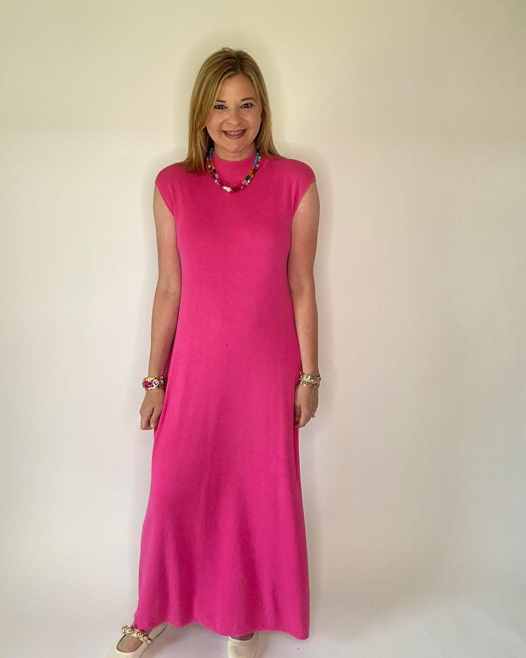 Hot Pink Maxi Knit Dress