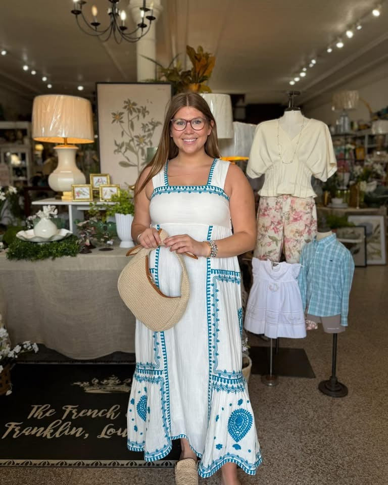 Uncle Frank Blue and White Gauze Embroidered Sundress