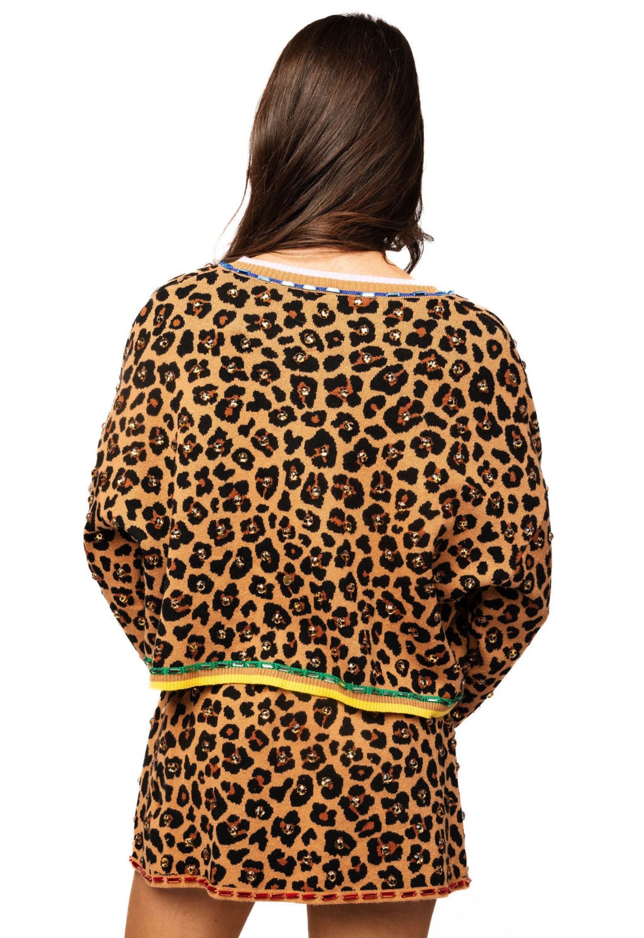 Queen of Sparkles Leopard Multi Tie Rhinestone Sweater