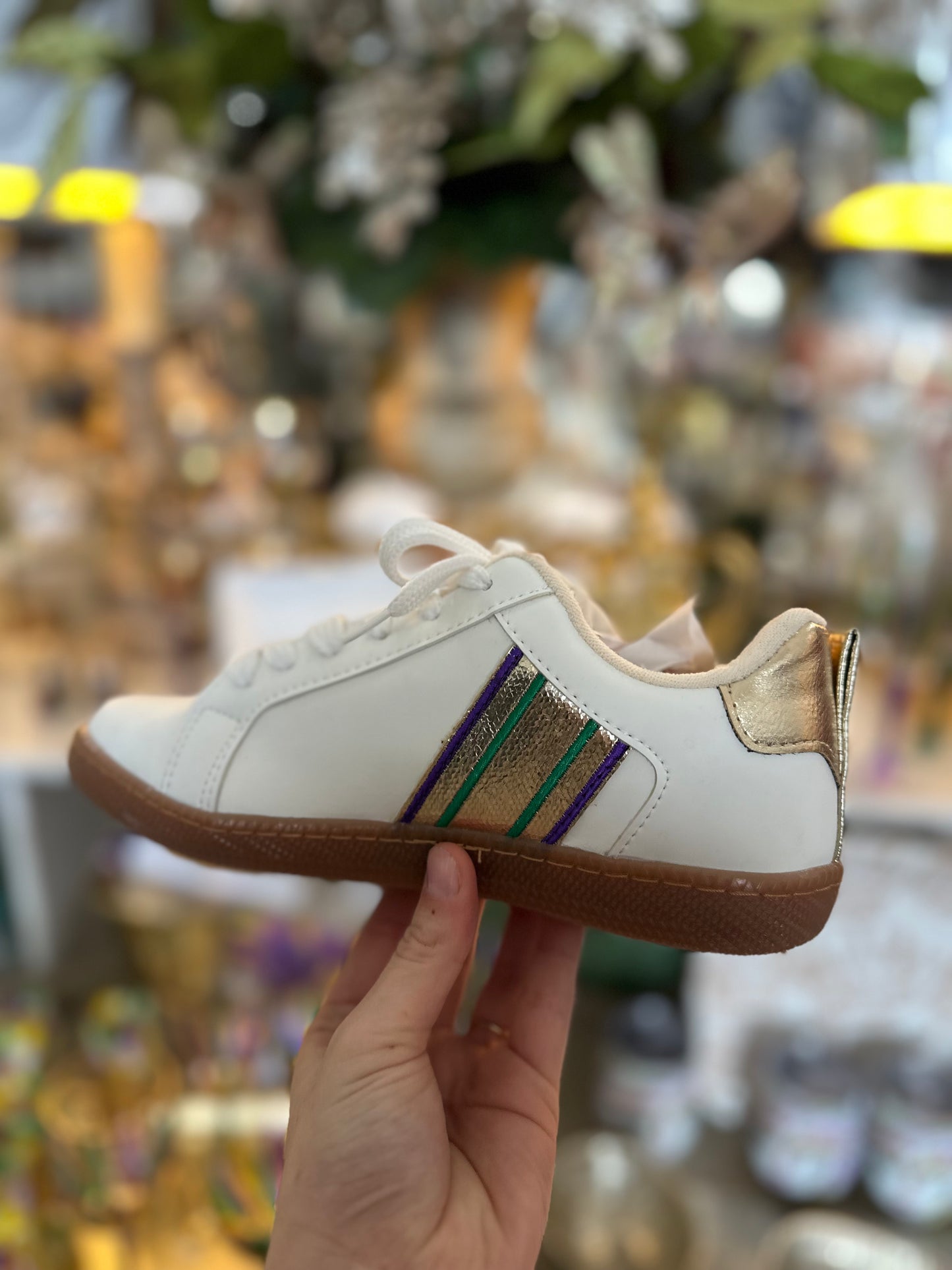 White Mardi Gras Sneaker