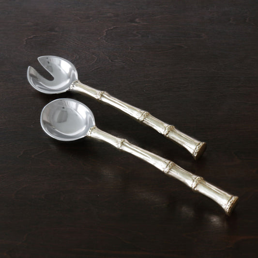 Beatriz Ball Garden Bamboo Salad Servers with Gold Handles