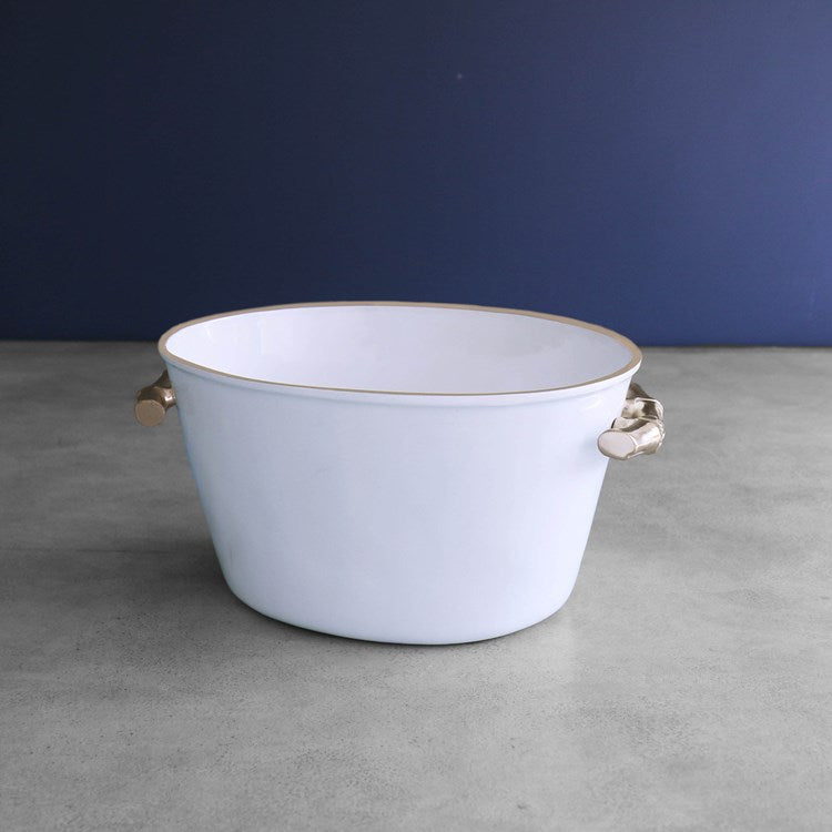 Beatriz Ball White and Gold Thanni Bamboo Large Oval Ice Bucket