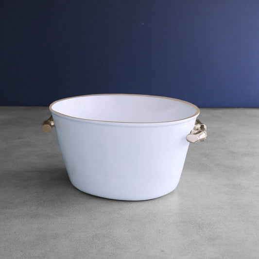 Beatriz Ball White and Gold Thanni Bamboo Large Oval Ice Bucket