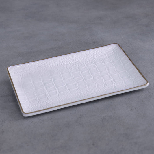 Beatriz Ball Thanni Croc Small Tray (White and Gold)