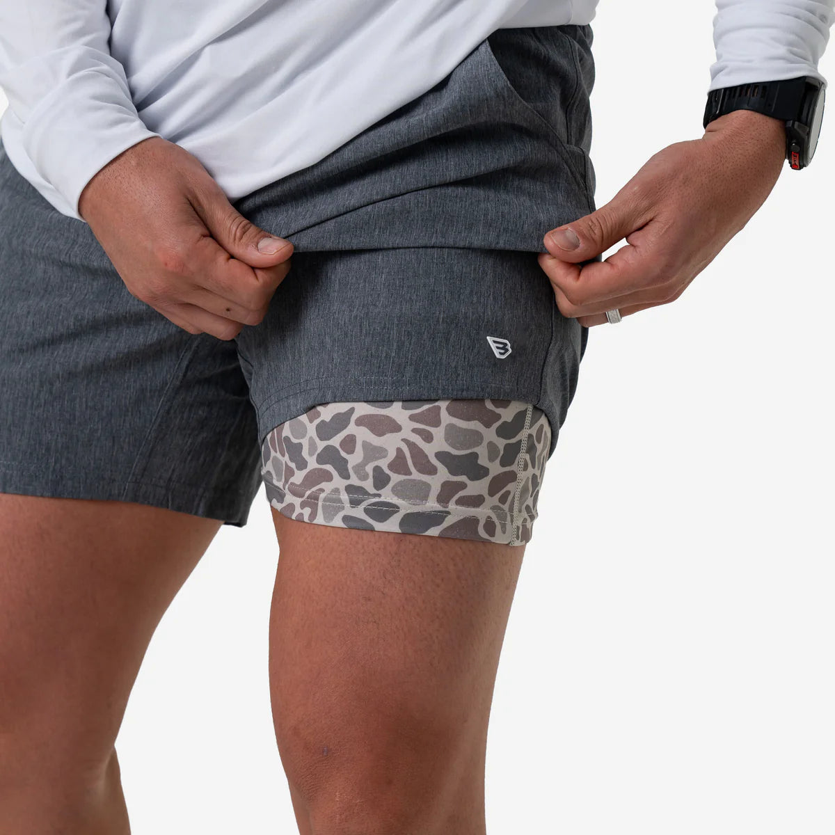 Athletic Short- Grizzly Grey- Classic Deer Camo Liner