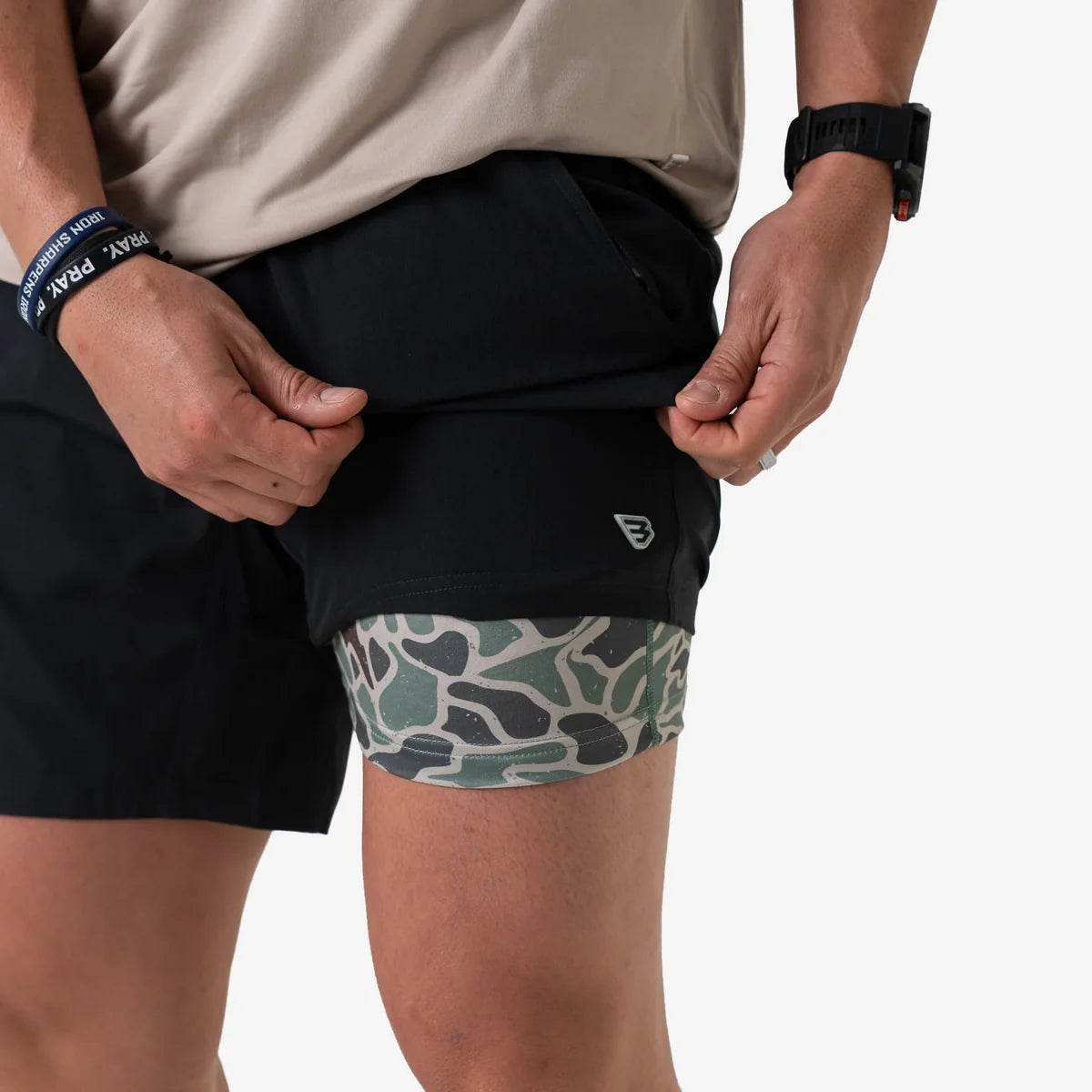 Burlebo 7” Athletic Short- Heather Black- Retro Duck Camo Liner