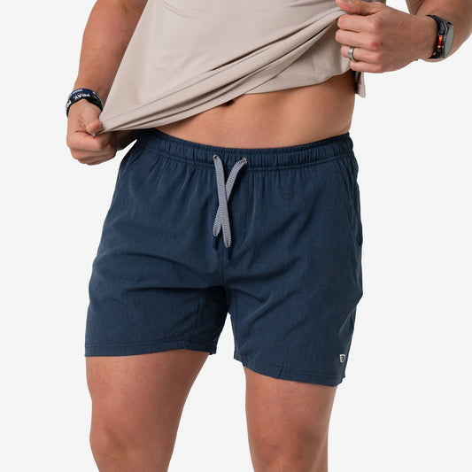 Burlebo 7” Athletic Short- Heather Navy- American Flag Liner