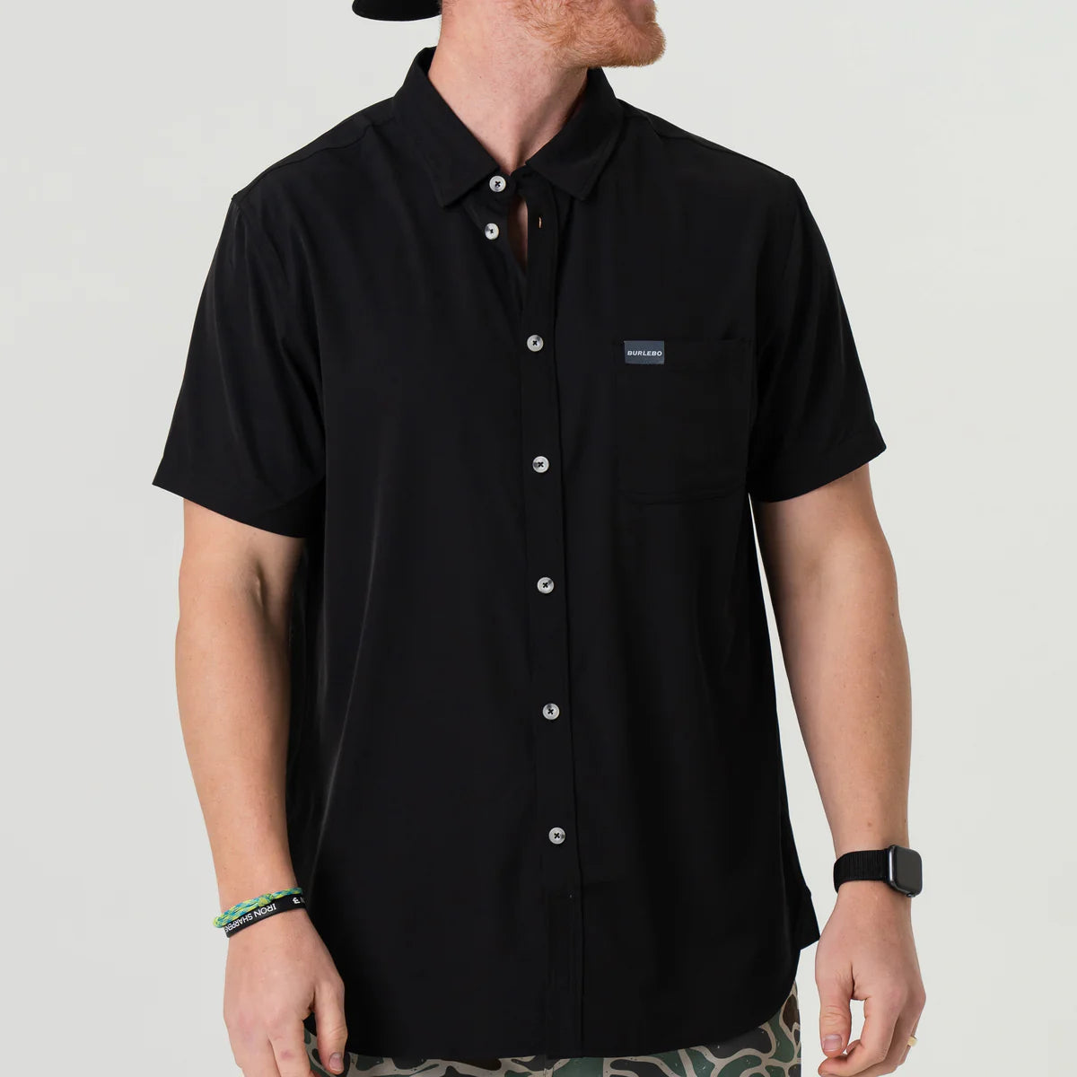Burlebo Performance Button Up - Heather Black