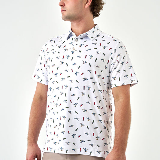 Burlebo Performance Polo - Ducks And Shells - White
