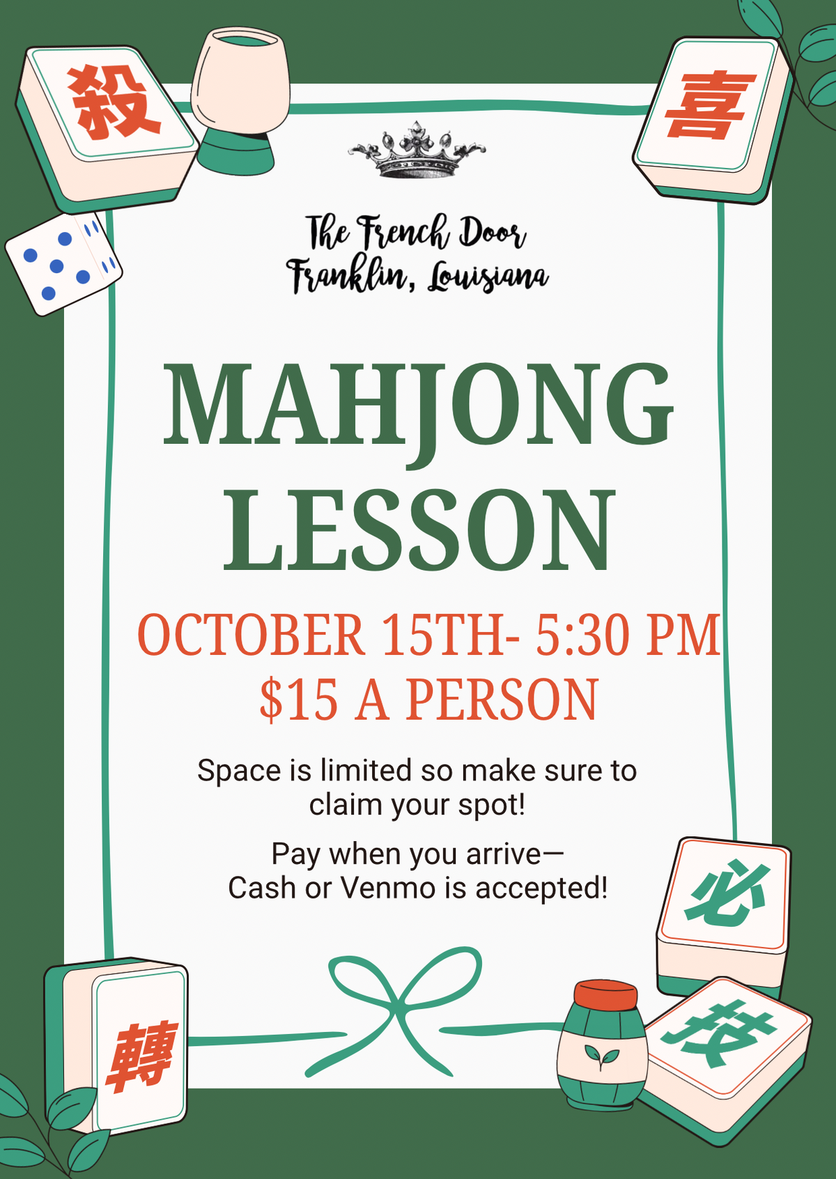 Mahjong Lesson- October 15th