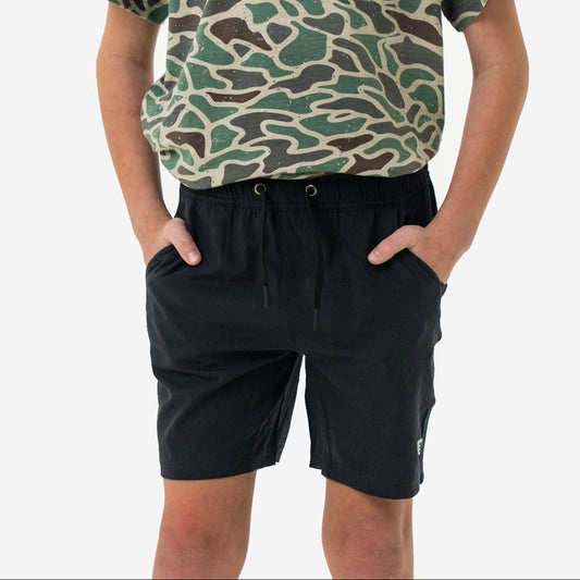 Youth Burlebo Athletic Short - Heather Black - Retro Duck Camo Liner