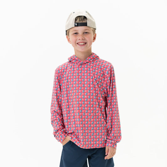 Youth Burlebo Performance Hoodie - American Flag Print