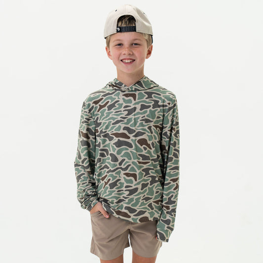 Youth Burlebo Performance Hoodie - Retro Duck Camo
