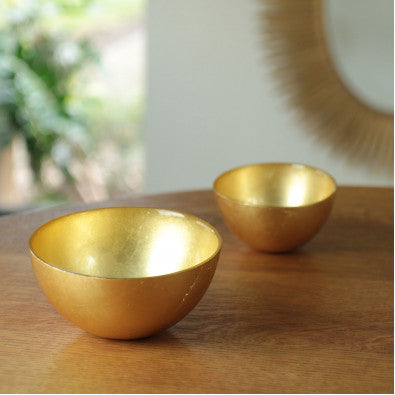 Beatriz Ball New Orleans Glass Gold Foil Round Bowl Set