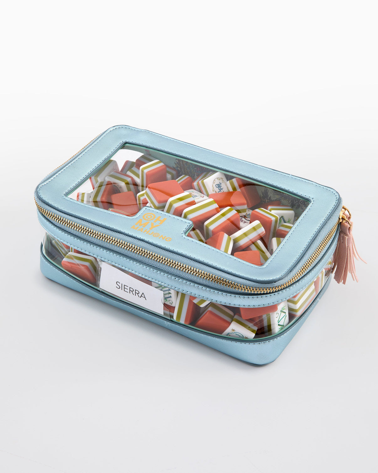 Oh My Mahjong Metallic Light Blue Tile Storage Bag