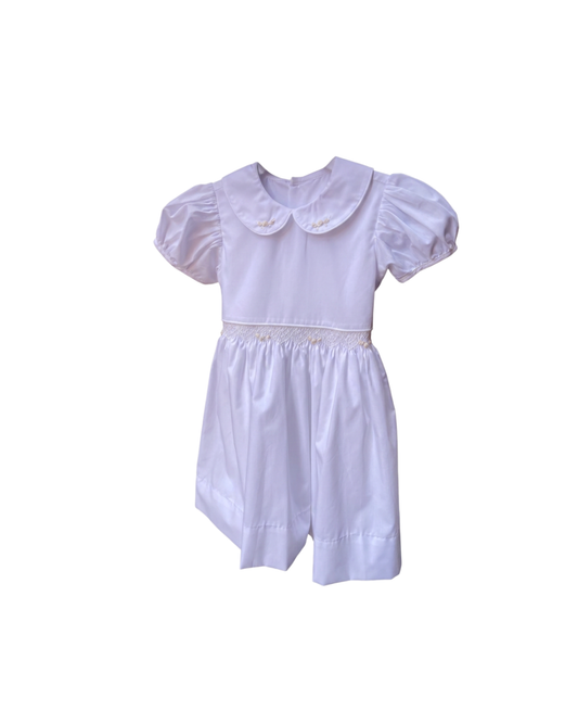 White Heirloom Dress with Rose Collar Detail