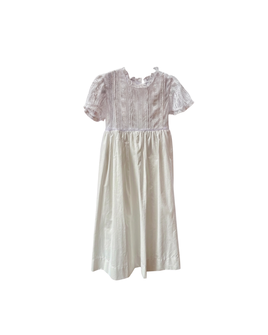 White Heirloom Dress with Vertical Lace Design