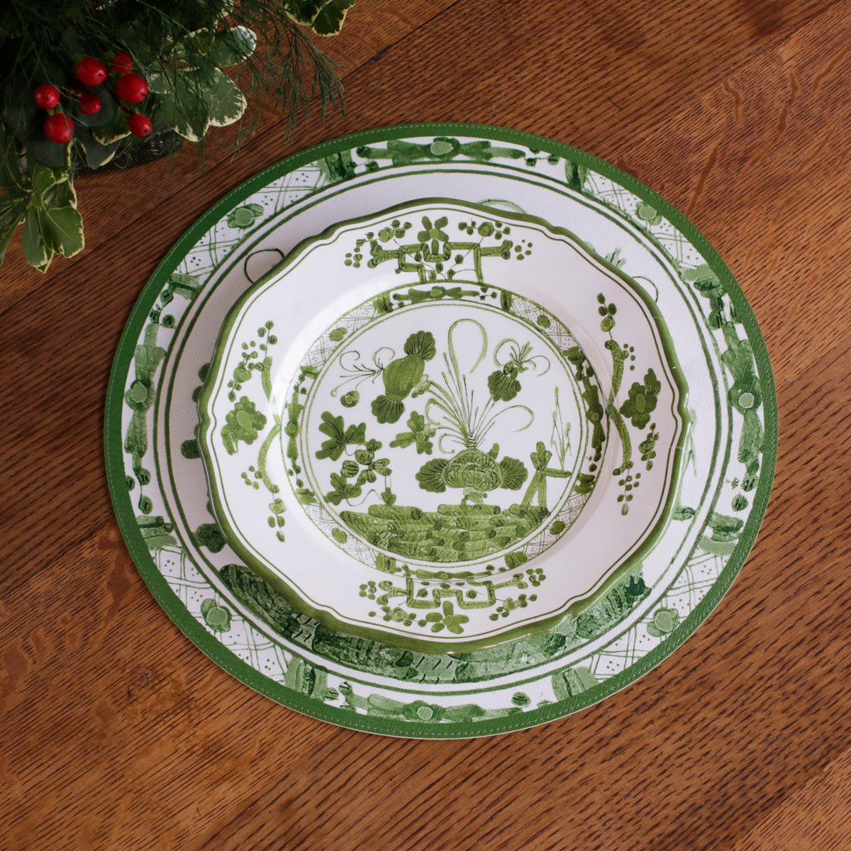 Beatriz Ball VIDA Faenza Dinner Plate - White and Green