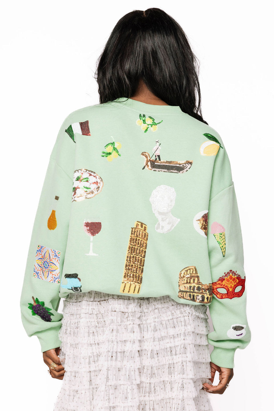 Queen of Sparkles Seafoam Scattered Italy Icons Sweatshirt