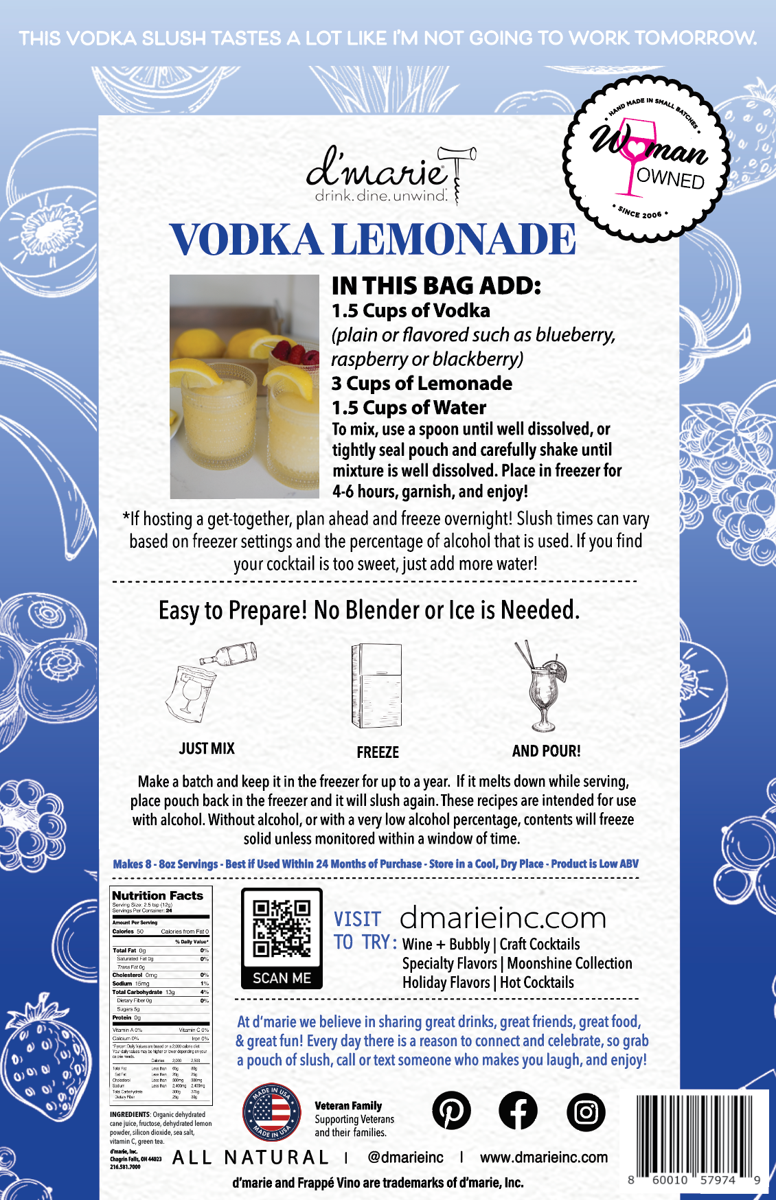D’Marie Vodka Lemonade Cocktail Slush Mix