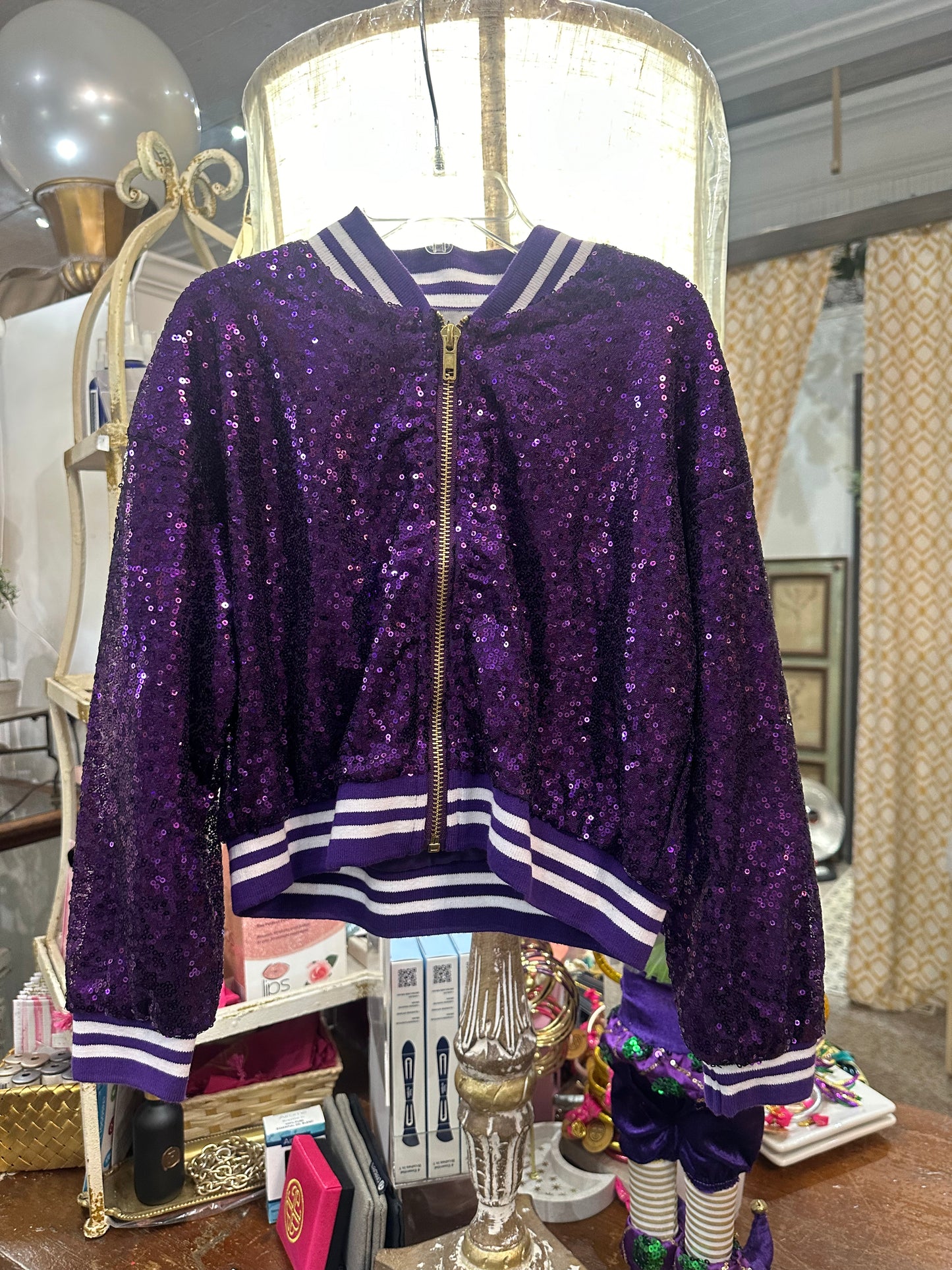 Girls Purple Sequin Jacket
