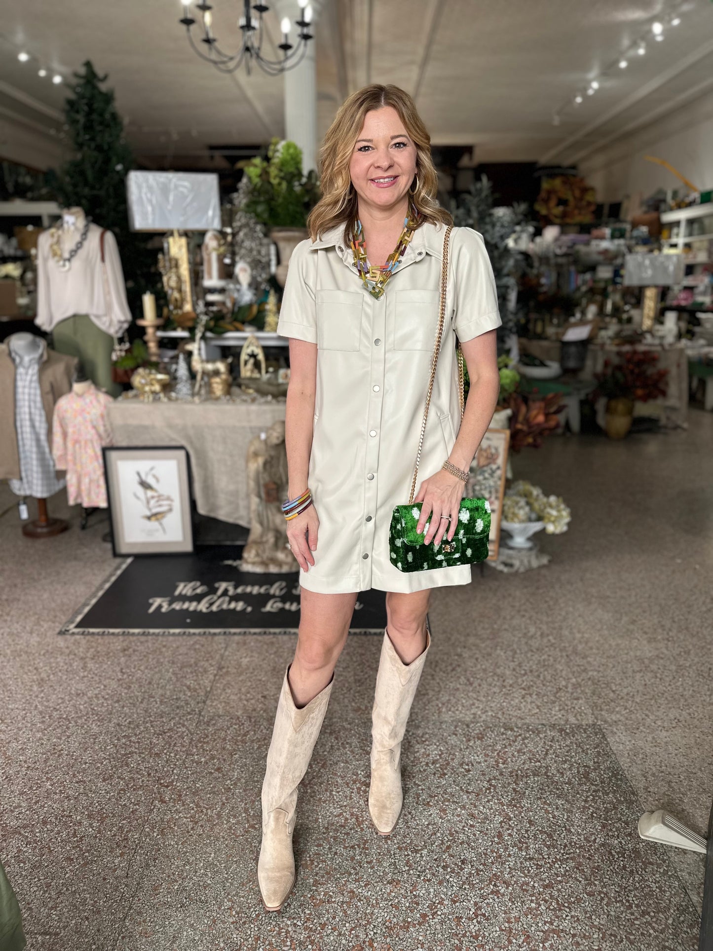 Leather Ecru Dress