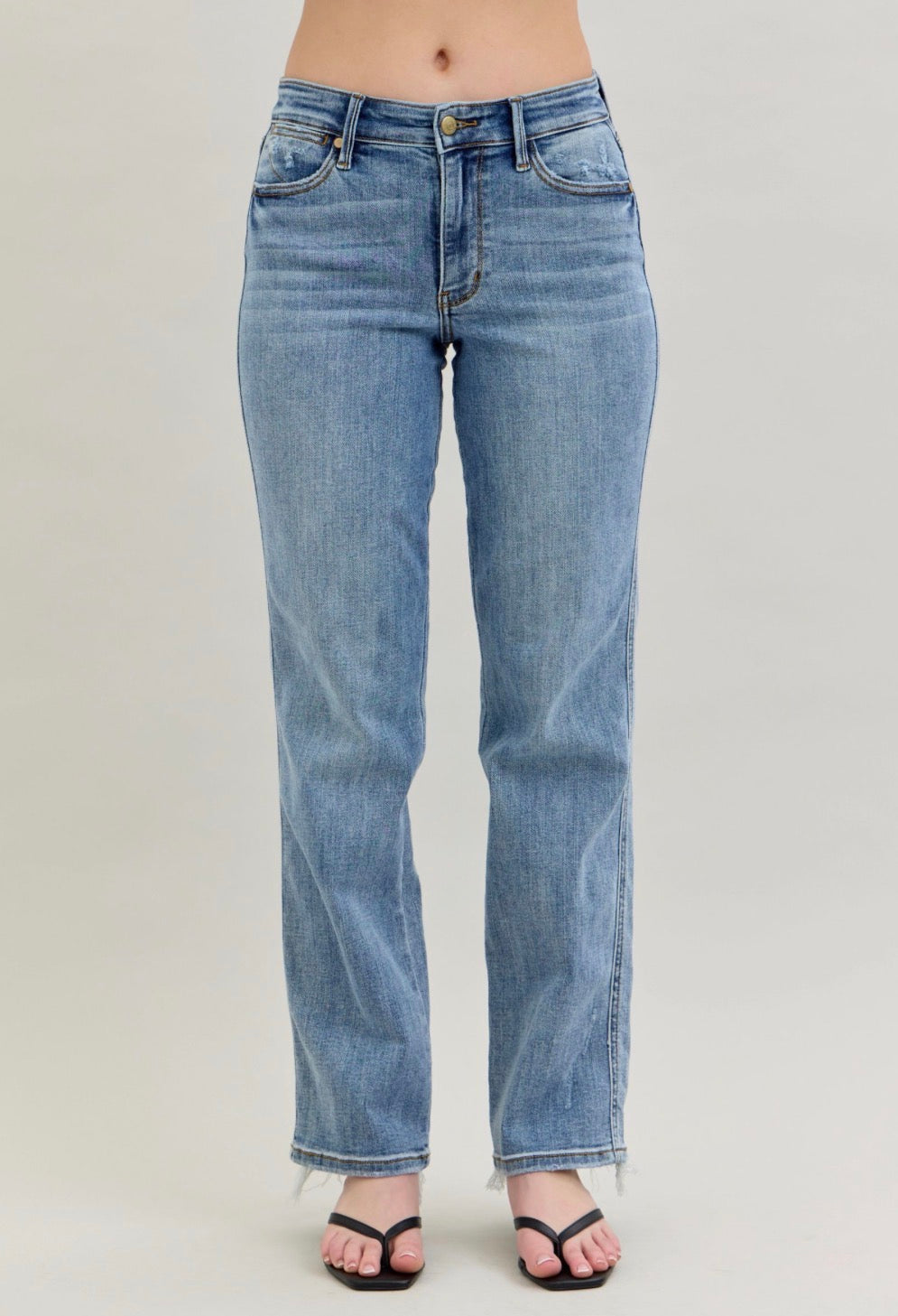 Judy Blue Mid Rise Yoke Cell Phone Pocket Dad Jean JB82540