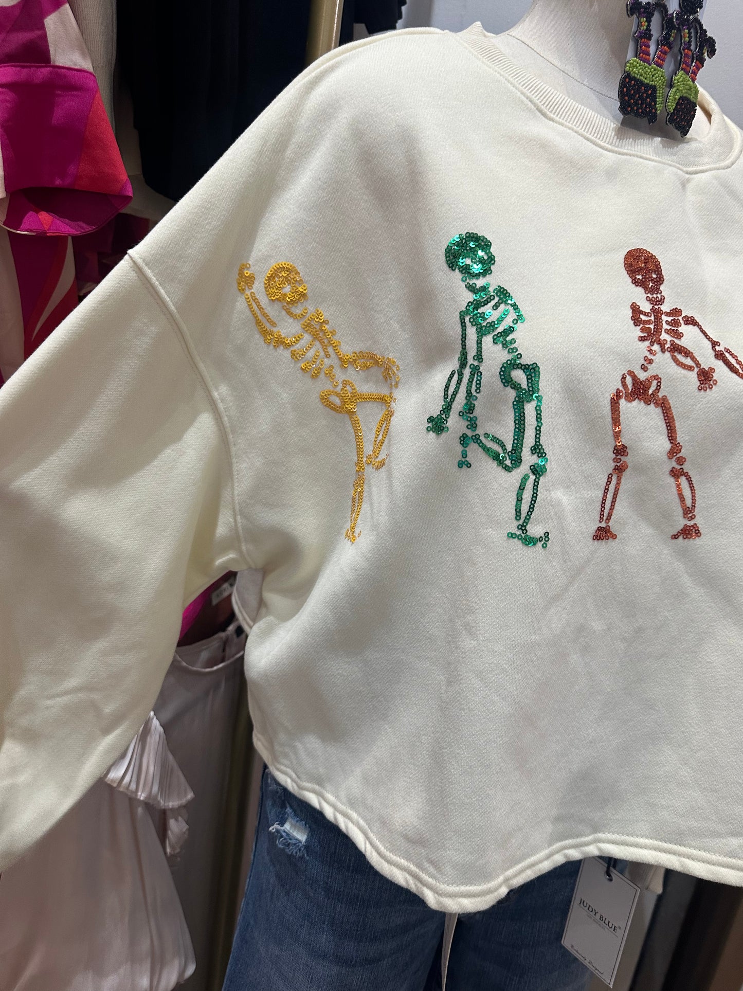 Dancing Skeleton Crop Sweatshirt
