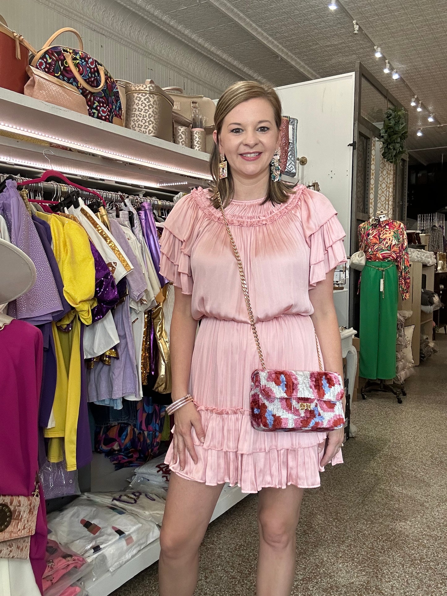Blush Silk Dress with Ruffles
