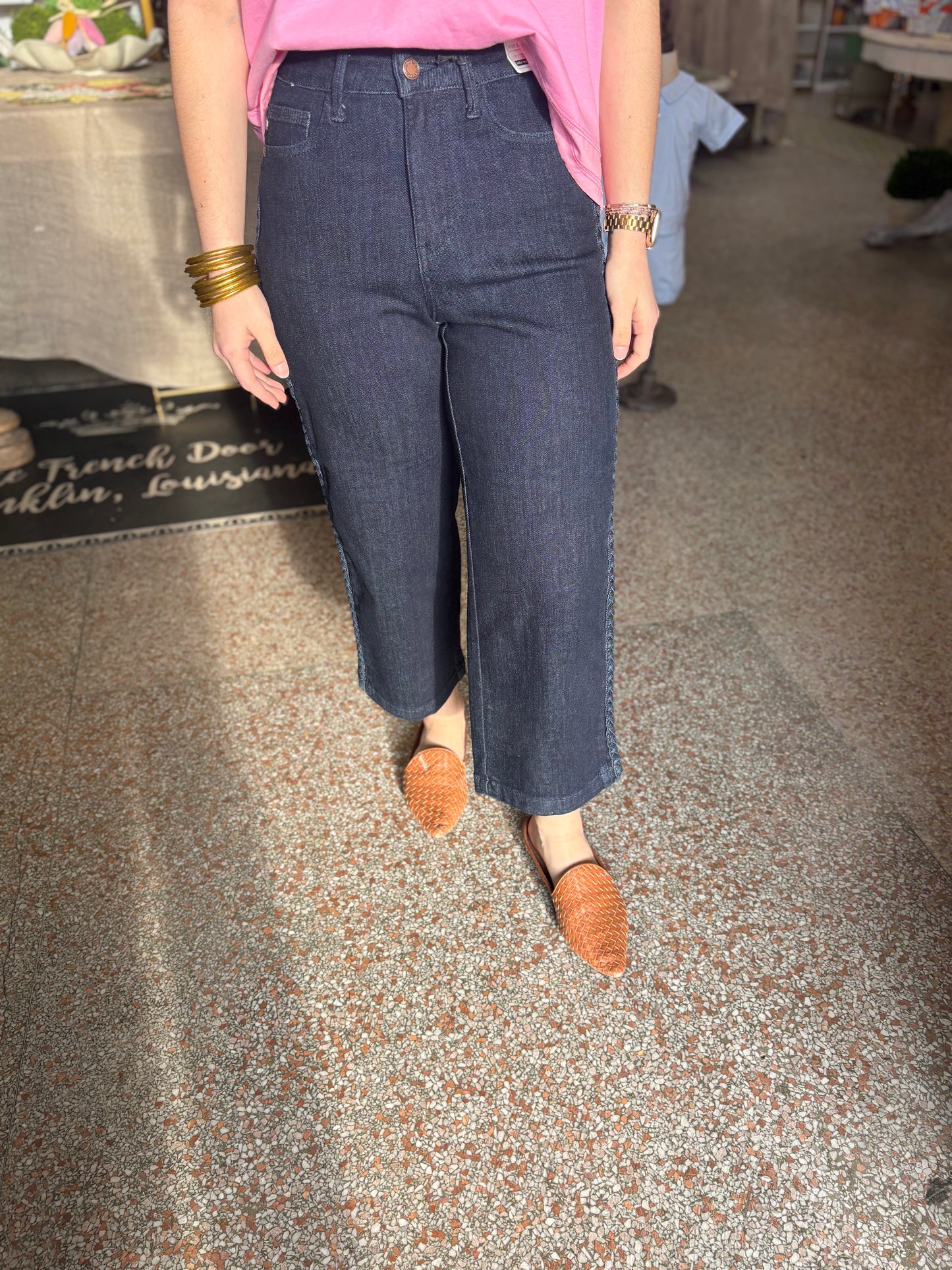 Judy Blue Dark Wash with Braid on Side