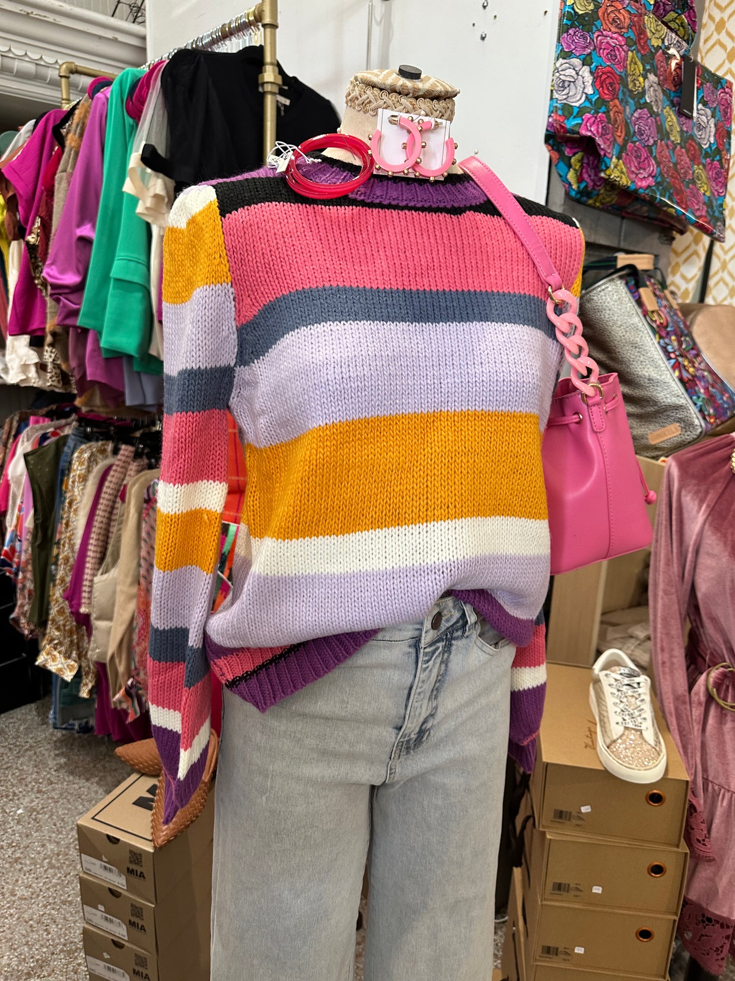 Color Block Stripped Sweater