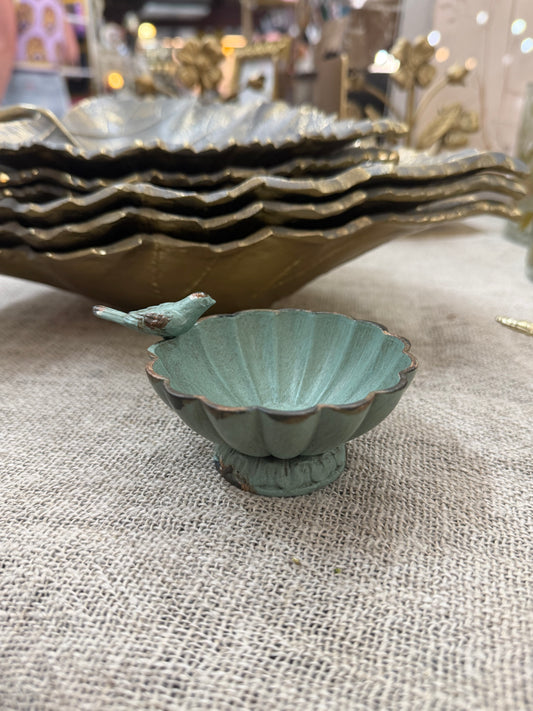 Vintage Washed Bird Trinket Dish