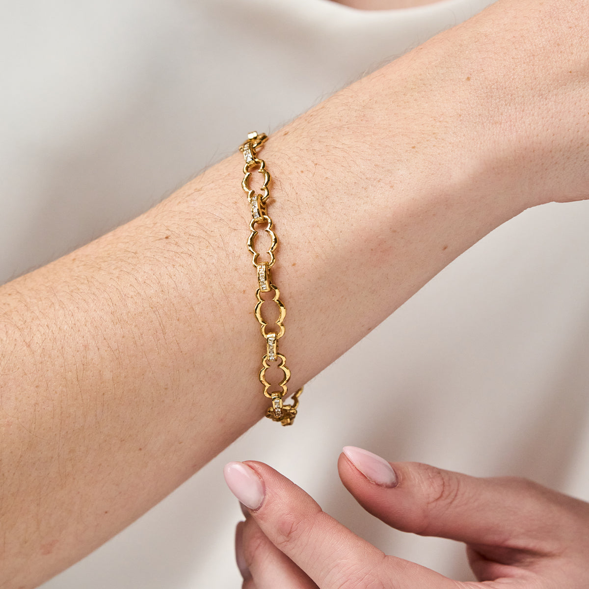 Capucine De Wulf Maharani Petite Chain Bracelet, 7"+2" - Clear Cubic Zirconia