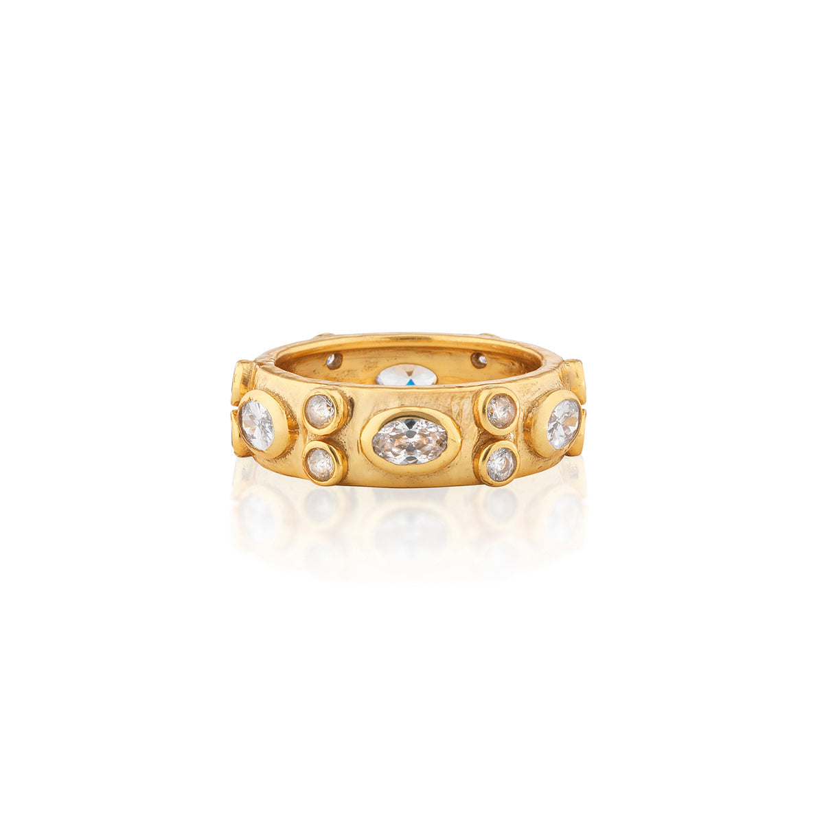Capucine De Wulf Maharani Hammered Ring - Clear Cubic Zirconia